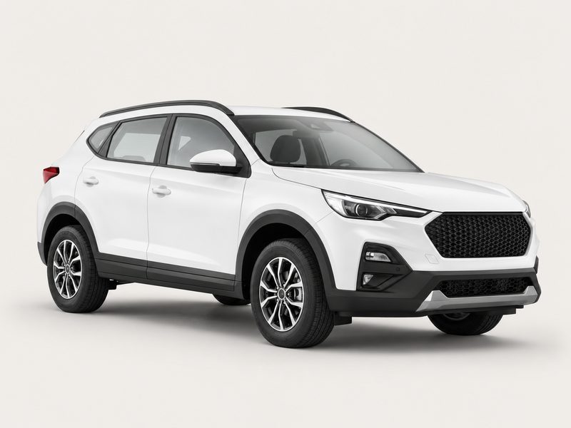 An SUV photographed in a studio on a light grey backdrop